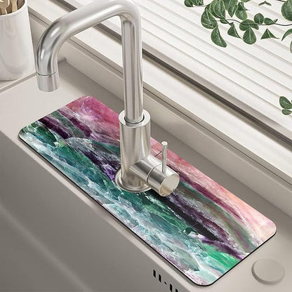 Green Purple Fluorite Dish Drying Mat