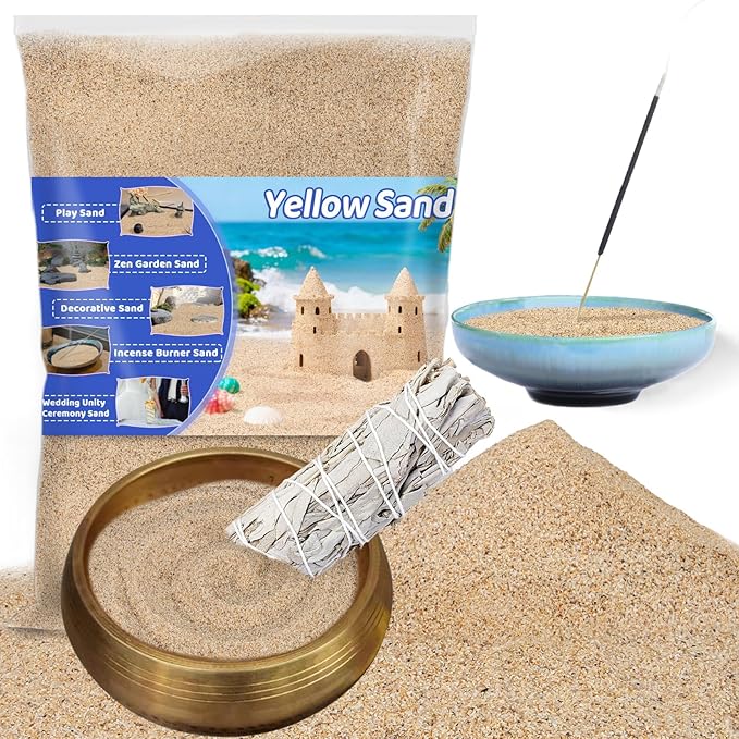 RAINFLOW 15 OZ Fine Yellow Sand for Crafts - Colored Quartz Zen Garden Sand Decorative for Vases Filler, Wedding Unity Ceremony, Incense Burner, Ritual Incense,Wishing Bottle