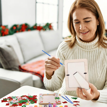 Fovths 36 Packs Christmas Picture Frame Painting Craft Kit Wooden DIY Photo Frame with 250 Foam Stickers Brushes Set Holiday Art Party Favor DIY Paint and Decorate