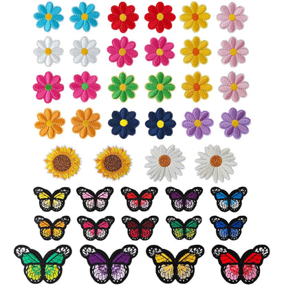 IANZE 42PCS Flower & Butterfly Iron on Patches, Sew on Embroidered Applique Flower & Butterfly Patches for Clothes, Jeans, Hats, T-Shirts, Backpacks, Etc