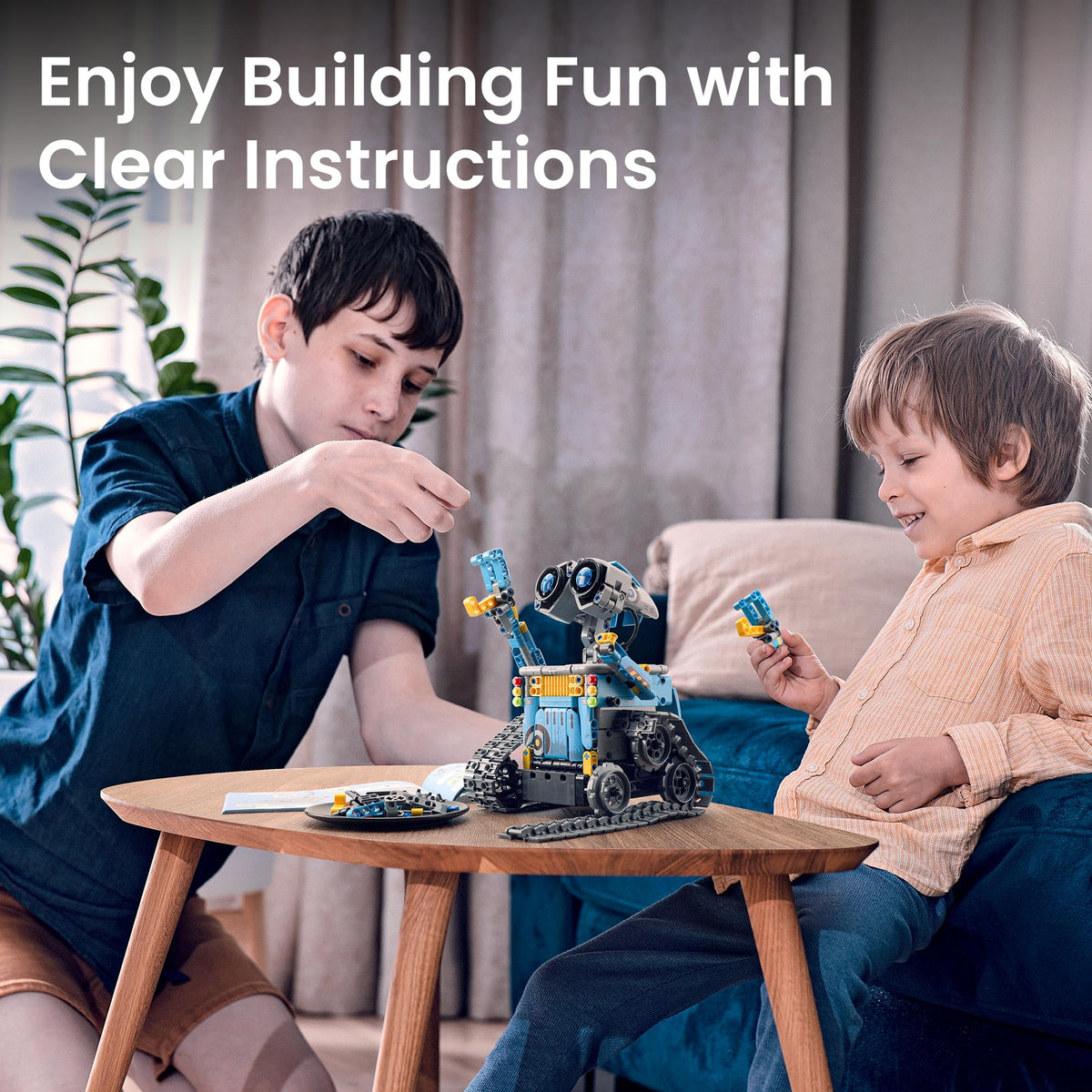 Sillbird Robot Building Kit with Remote Control STEM Gifts for Boys Ages 8-12, Technic Coding Robotic Toys for Kids Birthday, Build 5in1 Models with 488 Pieces - Blue