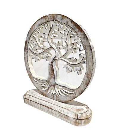 VANIYA CRAFTS® Wooden Carved Handmade Engraved Table Decor Tree of Life Table Sculpture Home Decor Statue for Living Room, Bedroom, Office Desktop, Cabinets
