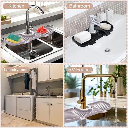 2 Pcs Silicone Faucet Splash Guard 10.6 ” x 4.3” Kitchen Sink Splash Guard