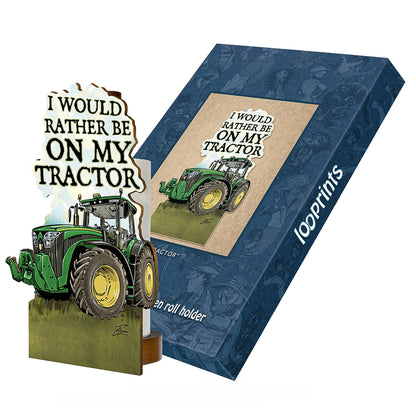 British Fun Toilet Roll Storage & Kitchen Towel Holder Wooden Stand | Green Tractor Gift | Novelty Kitchen & Bathroom Decor & Accessories | A Great Gift Idea for Young Farmers and Tractor Enthusiasts