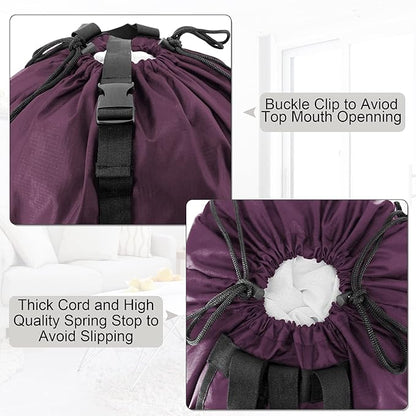 BeeGreen Laundry-Bag-Backpack-Heavy-Duty, Burgundy Nylon Drawstring Portable