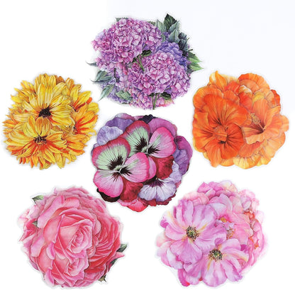 RISYPISY 120PCS Large Flower Stickers, Waterproof Transparent Sticker | Floral Decals for Scrapbooking, Water Bottle, Laptop, Junk Journal, Bullet Journals, Planners