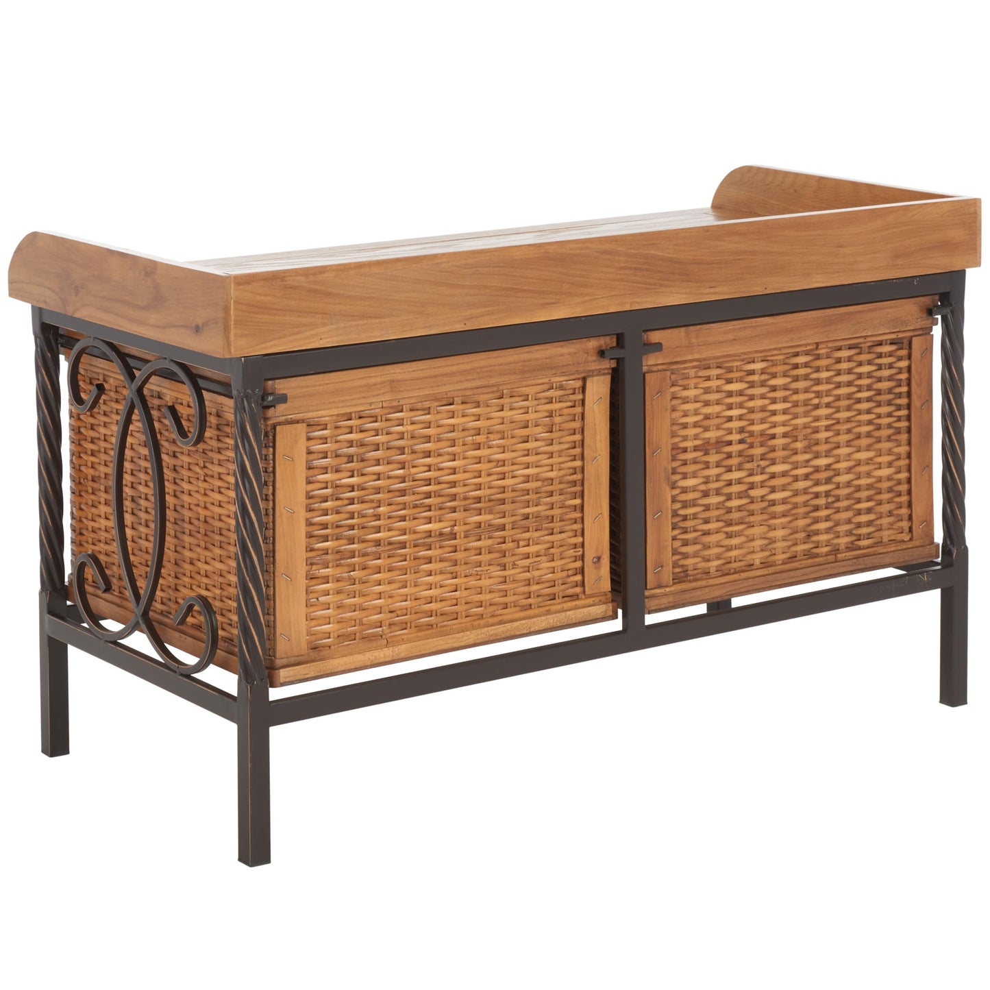 Safavieh American Homes Collection Noah Antiqued Pewter and Oak Storage Bench
