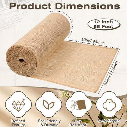 SHENLIU 2 Pack 12" x 11 Yard Burlap Table Runners, Jute Burlap Runner for Table, Natural Burlaps Fabric Roll with Finished Edges for Craft Projects, Weddings, Placemats, Farmhouse Decor, Gardening