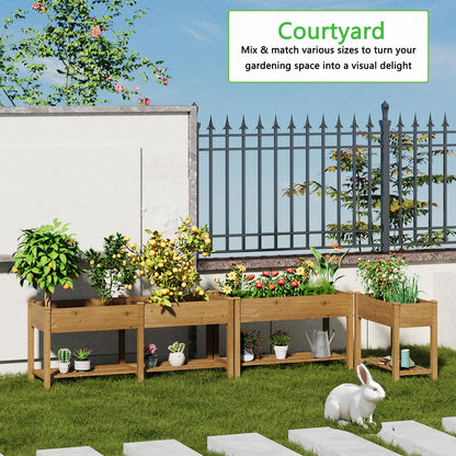 72x24x30.7in Wood Raised Garden Bed with Legs Wooden Planter Box with Storage Shelf Elevated Wood Planter Box for Vegetables Flowers Herbs Garden Planter for Backyard Patio Balcony (Brown, Large)