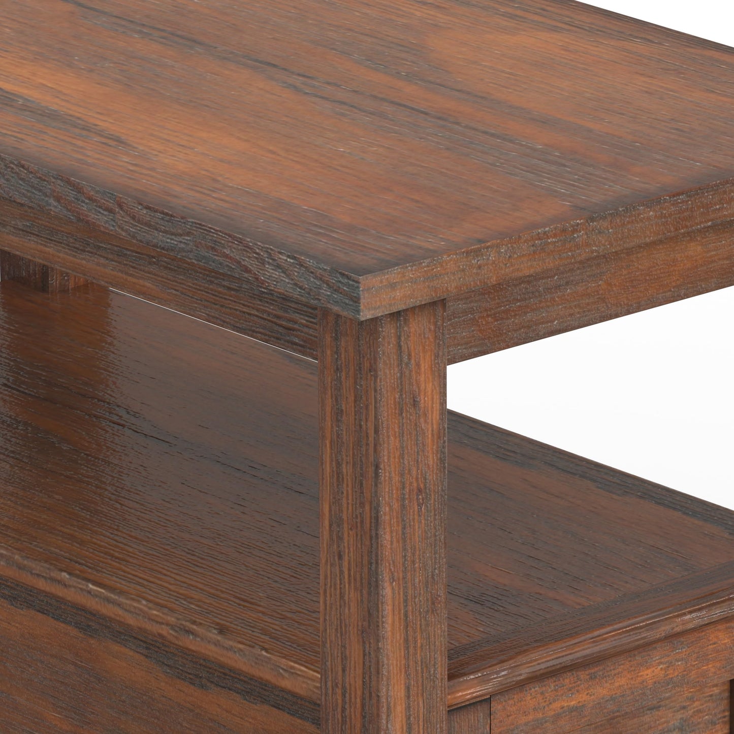 SIMPLIHOME Warm Shaker End Table - 14 inch Wide Solid Wood Narrow Side Table in Distressed Charcoal Brown, Transitional Accent Table for Living Room or Bedroom with Drawer, Open Shelf and Tapered Legs