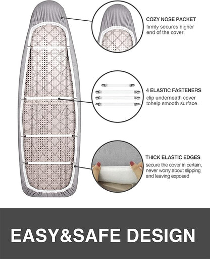 Ironing Board Cover and Pad 18"x49" Extra Wide Natural Cotton, Scorch and Stain
