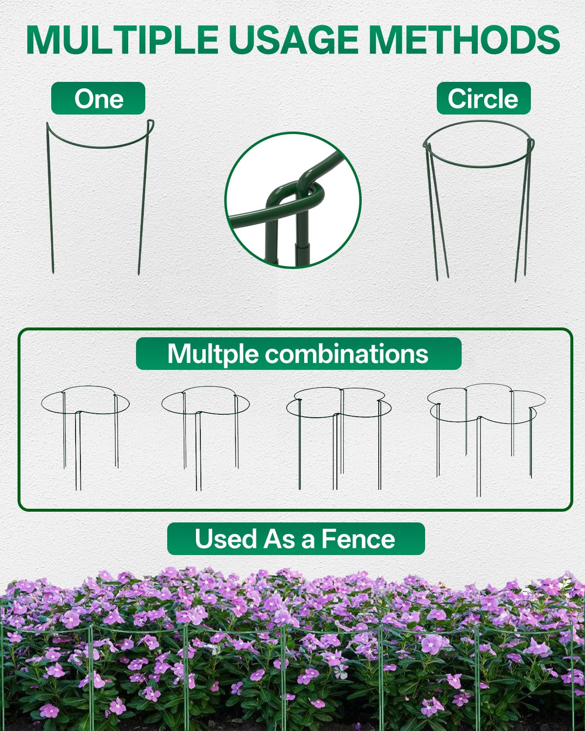 Breeze Touch 8 Pack Plant Support Stakes, 32 Inch Plant Stakes for Outdoor Plants, Peony Cage with 15 Pcs Green Lables, Peony Cages and Supports, Peonies Support Cages Flower Stakes for Plants
