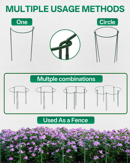 Breeze Touch 8 Pack Plant Support Stakes, 32 Inch Plant Stakes for Outdoor Plants, Peony Cage with 15 Pcs Green Lables, Peony Cages and Supports, Peonies Support Cages Flower Stakes for Plants