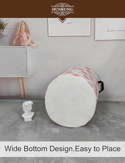 HUNRUNG Laundry Hamper, Large Canvas Fabric Lightweight Storage Basket Toy