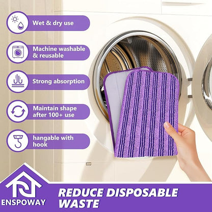 Reusable Mop Refills Pads for Swiffer PowerMop, 8 Pack Microfiber Wet Pads 15"