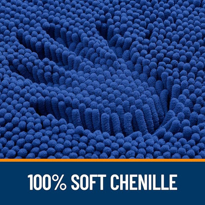 OLANLY Small Bathroom Rugs 24x16, Extra Soft Absorbent Chenille Bath Rugs, Rubber Backing Quick Dry, Machine Washable Bath Mats for Bathroom Floor, Tub and Shower, Home Decor Accessories, Royal Blue