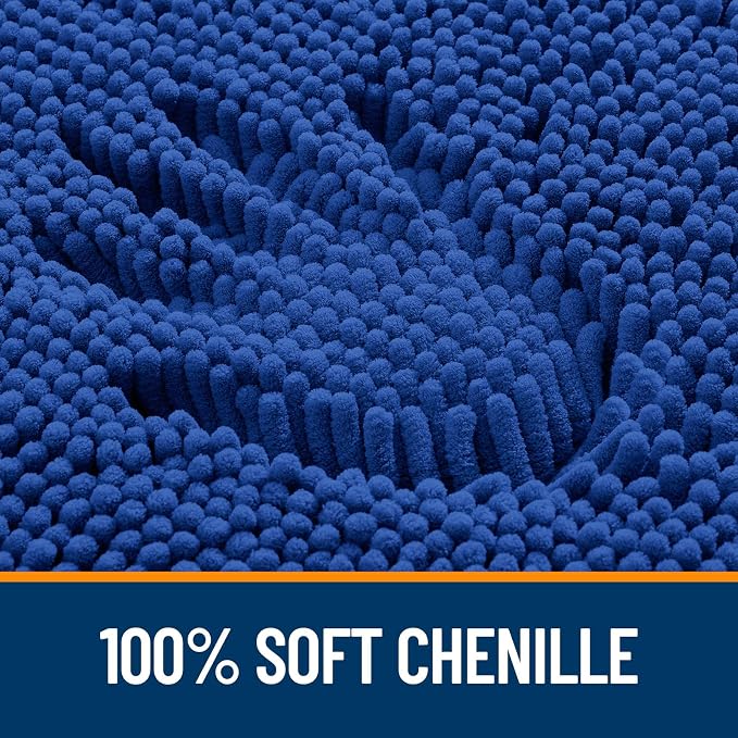 OLANLY Toilet Rugs U-Shaped 24x20, Extra Soft Absorbent Chenille Contour Bathroom Rugs for Toilet, Dry Quickly, Machine Washable, Non-Slip Bath Mat, Royal Blue