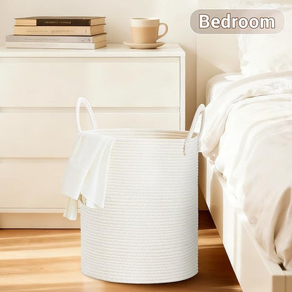 Tall Laundry Basket with Handles, 53L Portable Dirty Clothes Hamper, Boho