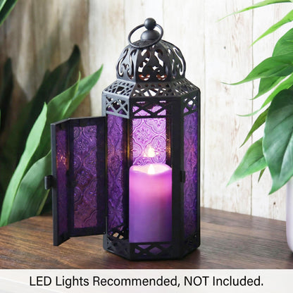 Vela Lanterns Decorative Indoor Moroccan Gothic Candle Holder, Purple, M