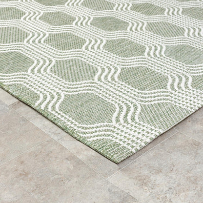 LUXE WEAVERS Moroccan Geometric Trellis Green 5x7 Area Rug, Outdoor Low Pile Carpet