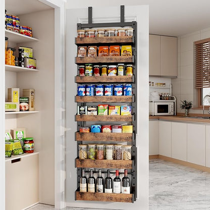 8-Tier Over The Door Pantry Organizer, Heavy-Duty Metal Wall Mount or Hanging