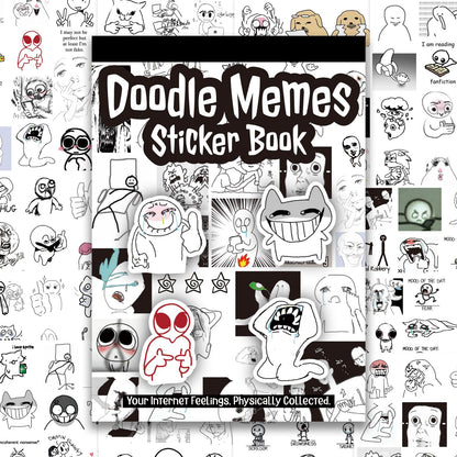 PRSTINCOL Meme Sticker Book, 36 Sheets 460+ Pcs, Black and White Funny Meme Stickers for Adults and Teens, Die Cut Vinyl Stickers for Journaling Scrapbooking DIY