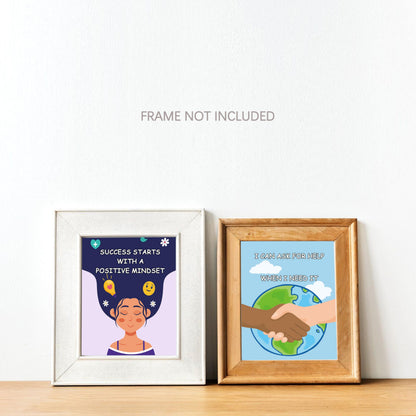 KDMAZH 6pc Set Inspirational and Motivational Posters,High School Classrooms Décor,Teacher Posters for Elementary Classroom Décor，Diversity Decorations for Classroom Posters，8×10Inch，Unframed