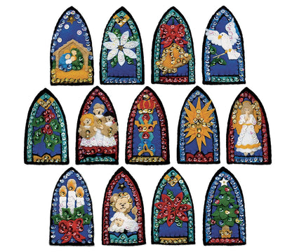 Stained Glass Felt Ornament Kit - Set/13