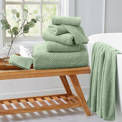 8 Piece Bathroom Towel Set Green |2 Oversized Large Bath Towels Sheet, 2 Hand