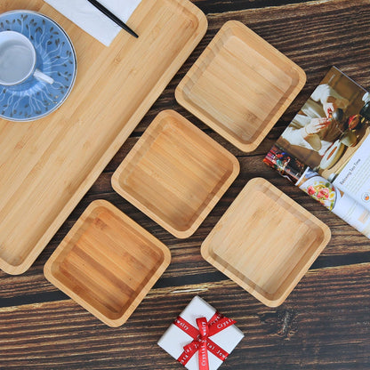 ZTHapwa Bamboo Wooden Bowls Set, 4-inch Square Snack Bowls for Appetizers, Dips, Nuts Desserts and More, Small Reusable Wooden Serving Bowl for Dinner Party and Entertaining, Eco Friendly (4 Pcs)