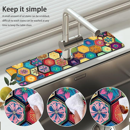 Bimkole 2 PCS Faucet Absorbent Mat, Kitchen Faucet Sink Splash Guard Wraparound