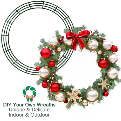 Aodaer 24 Pack 30 Inch Wire Wreath Frame Christmas Dark Green Wire Wreath Ring Round Metal DIY Floral Crafts Wreaths for Halloween New Year Holiday Valentines Day Decorations