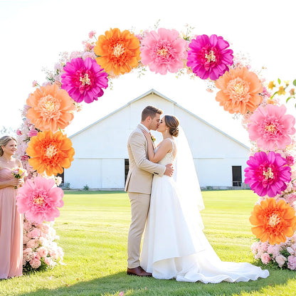 SUNBEAUTY 12PCS Large Paper Flowers 12 Inch Pink Orange Tissue Paper Flowers Pink Orange Giant Crepe Paper Flowers for Girl Women Birthday Wedding Flower Backdrop Wall Spring Garden Party Supplies