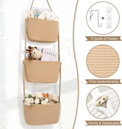 Hanging Basket, 3-Tier Wall Baskets, Over the Door Organizer