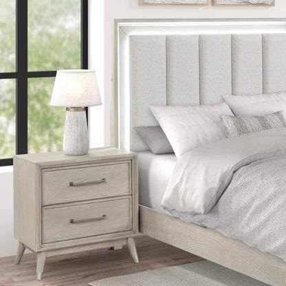 Roundhill Furniture Seluna 6-Piece Bedroom Set with Touch LED Lighting, Gray Oak Finish, King