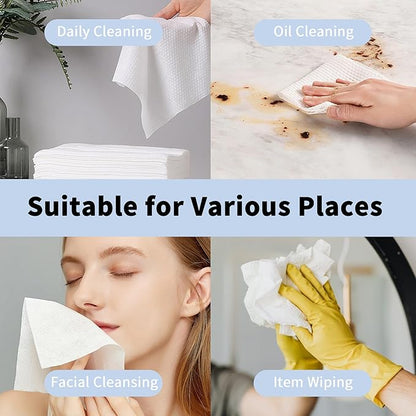 Disposable Face Towels, Ultra Soft Biodegradable Dry Wipes, Makeup Remover