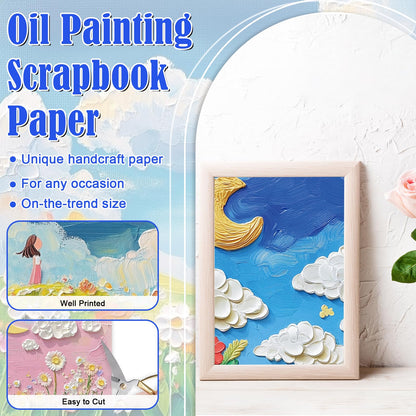 EggSun 48 Sheets Oil Painting Floral Scrapbook Paper,Oil Painting Floral Pattern Decorative Scrapbook Paper for Journals DIY Cards and Photo Albums,Aesthetic Craft Supplies