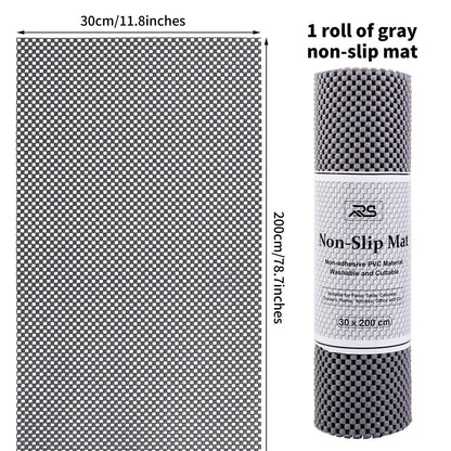 Ruisita Non-Slip Mat Area Rug Pad Anti Slip Gripper Roll Rubber Matting Waterproof Floor Mat PVC Shelf Drawer Liner for Home, Office, Cars, Caravans (Gray, 30 x 200 cm)