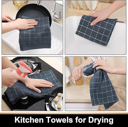 Mordimy 100% Cotton Terrycloth Kitchen Towels and Dishcloths Sets, Soft and