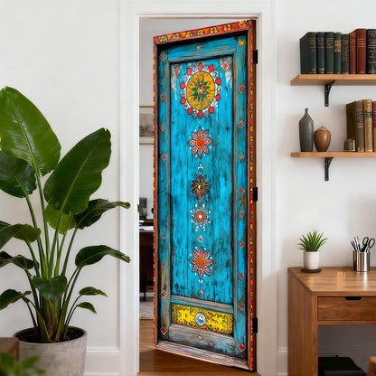 Nuxovilar Door Sticker Door Covers Decorative Stickers Peel and Stick Floral Pattern PVC 30.3x78.7 inches Decorative Stickers Peel and Stick Decor Home entryway Kitchen
