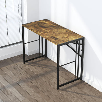 Lutown-Teen 40 inch Folding Computer Desk, Writing Gaming Computer Camping Desk, No Assembly Required Home Office Table, Rustic Brown