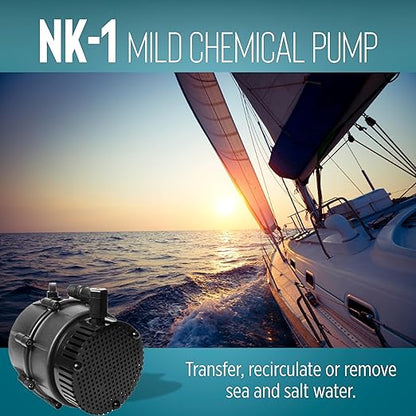 Little Giant "NO KORODE" 115-Volt, 1/150 HP, 210 GPH NK-1 Mild Acid, Alkalis and Hard Water Submersible Centrifugal Pump, Black, 526003