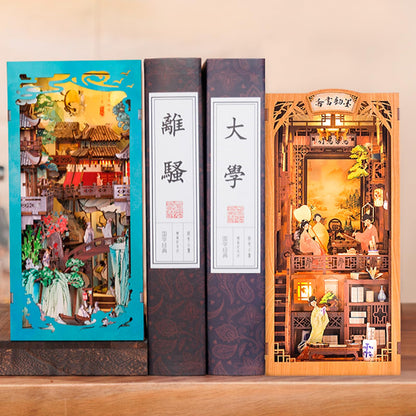 Fsolis Book Nook Kit, DIY Miniature House Kit 3D Wooden Puzzles Craft Kit for Adults Bookshelf Nook Decor Decorative Bookend for Women Teenagers and Book Lovers (Su Dongpo)