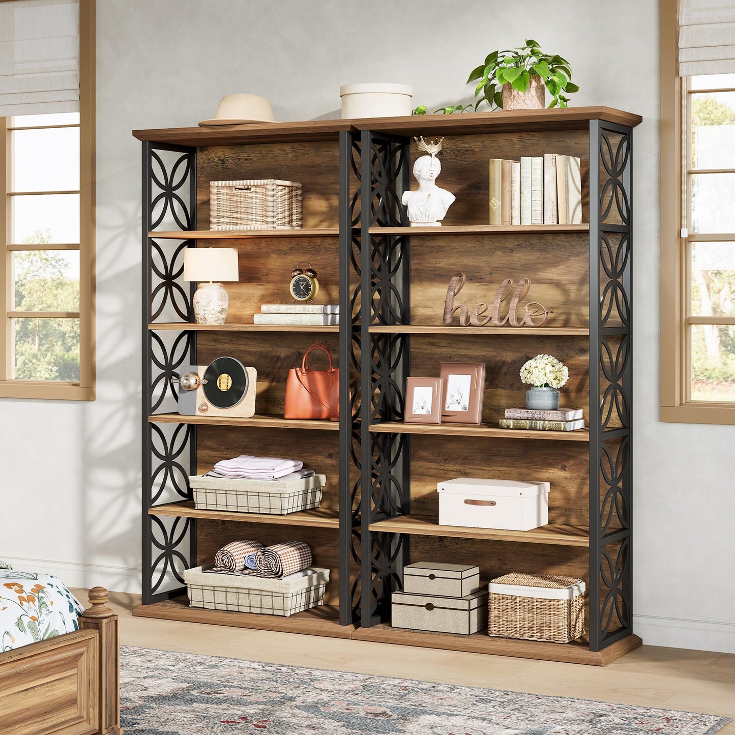Tribesigns 6-Tier Tall Bookshelf, 71" Industrial Bookcase with Metal Frame, Freestanding Open Storage Shelves for Home Office, Living Room, Bedroom