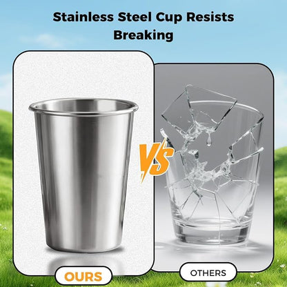 10 Pack 16 oz Stainless Steel Pint Cups,Stainless Steel Cup,Pint Cup Tumbler，water Tumbler,Stackable,Reusable,BPA Free