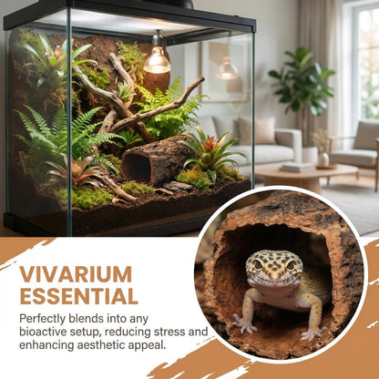 Homoyoyo Natural Wood Reptile Hide Cave Log, Tree Bark Terrarium Hideout for Gecko Snake Lizard Tortoise Spider and Hermit Crab – Rainforest Climbing Pets Habitat Decor Shelter 7. 86x3. 14x3. 14in
