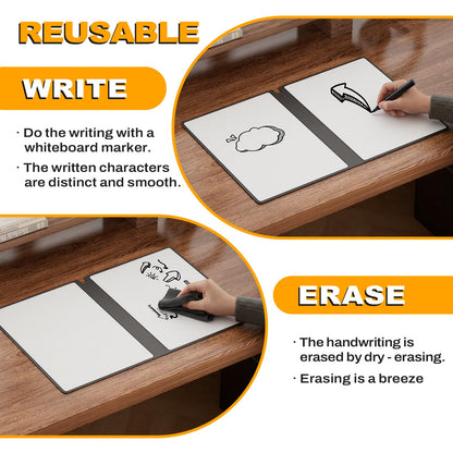 Small Dry Erase Board,12" x 9" Portable Dry Erase White Board,Double-Sided Folding Whiteboard with Pen(Blue)