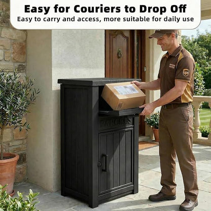 EFU Package Delivery Boxes for Outside, Lockable Anti-Theft Waterproof Delivery Boxes for Outside, Secure Parcel Drop Boxes for Porch & Curbside & House, Outdoor Package Box for Deliveries (Black)