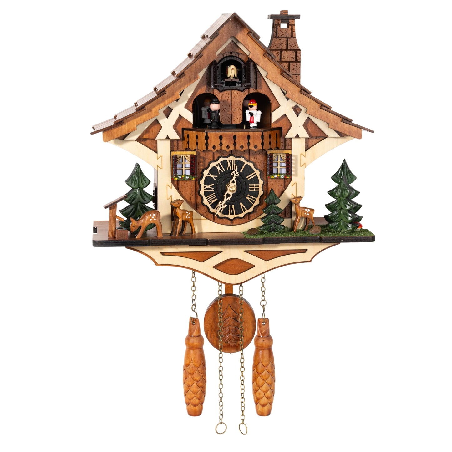Cuckoopro Cuckoo Clock, Black Forest Style Wooden Pendulum Quartz Wall Clock, Volume Control, Night Silent, Gift Package, Professional Service