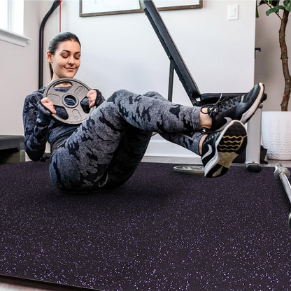 SUPERJARE 0.4'' Thick 36 Pcs 144 Sq Ft Rubber Top Exercise Equipment Mats, High Density EVA Foam Mats with Rubber Top, Interlocking Gym Flooring for Home Gym, Protective Workout Mat, Black/Grey